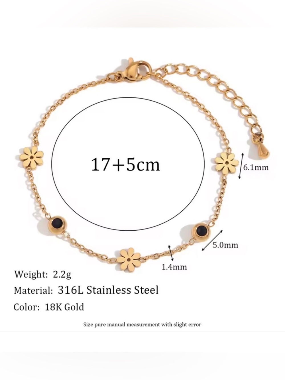 Double Sided Back and White
Flower Bracelet 18K Gold plated
Stainless Steel - Picture 5 of 6
